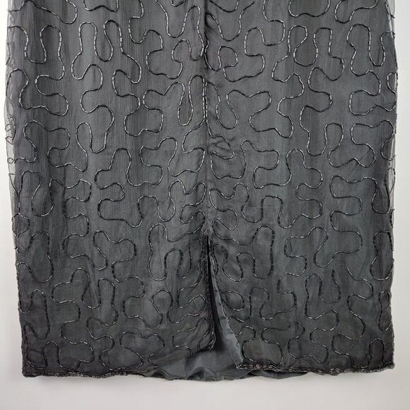 Vintage 80s Black Silk Beaded Shift Dress Evening Party Cocktail sz 2X - Picture 6 of 10